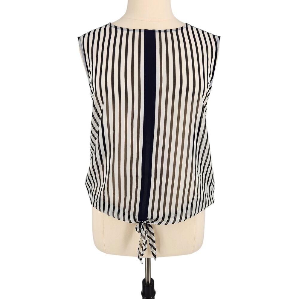 Outback Red By The Limited Stripe Sheer Tie Waist Blouse Top XL